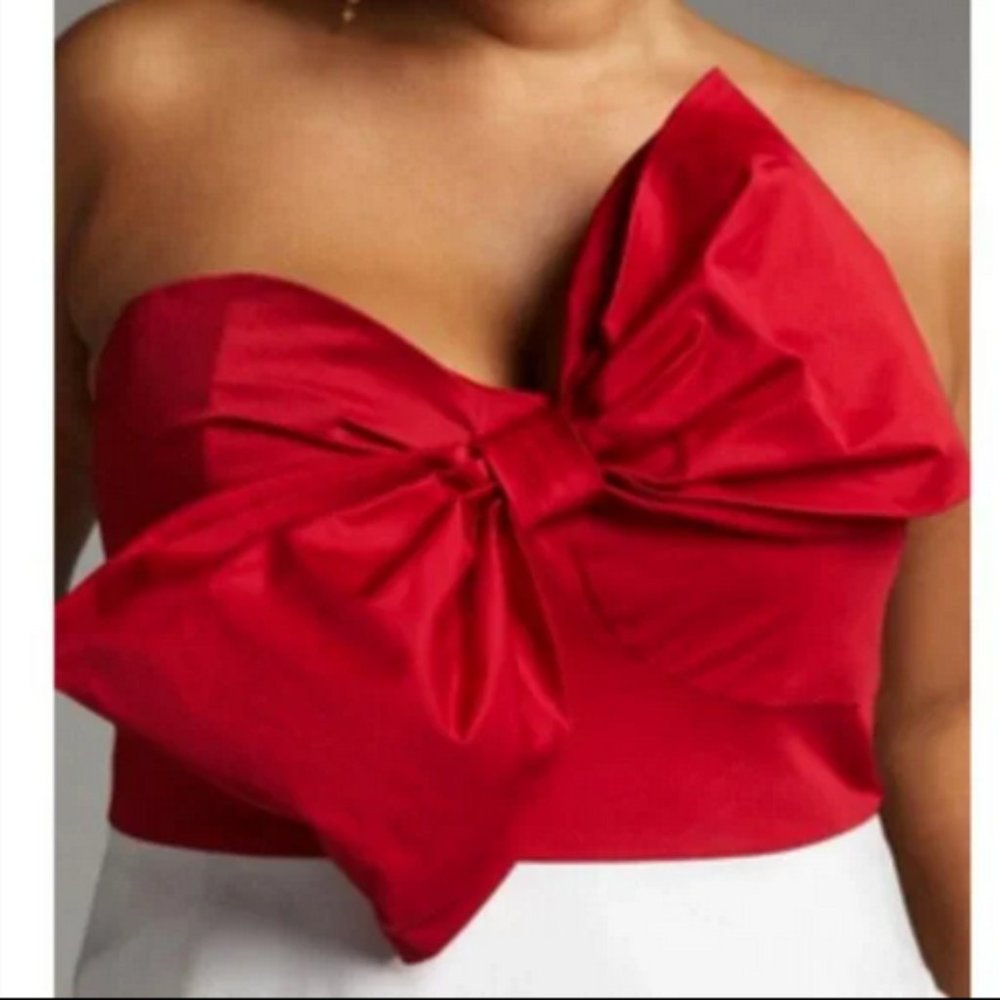 Anthropologie Hutch 2 NWT Red Bow-Tie Maxi Dress Gown Holiday Cocktail Party - Picture 5 of 9